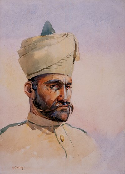 Soldier of the 40th Pathans, Malikdin Khel (Afridi), illustration for 